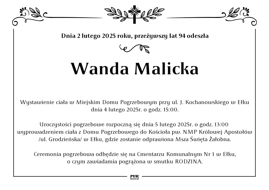 Wanda Malicka - nekrolog